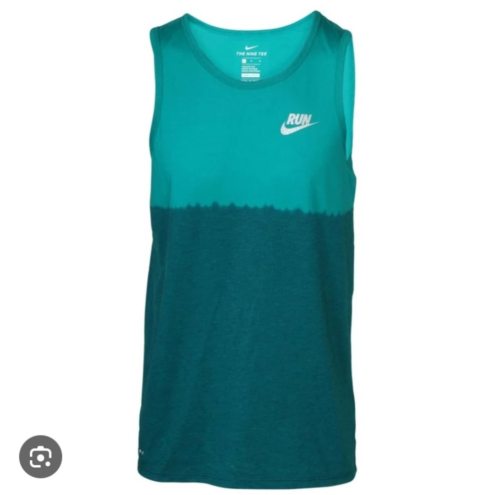Nike Men's Dri- Fit Dip Tie Dye Running Tank Top - Green Ombre